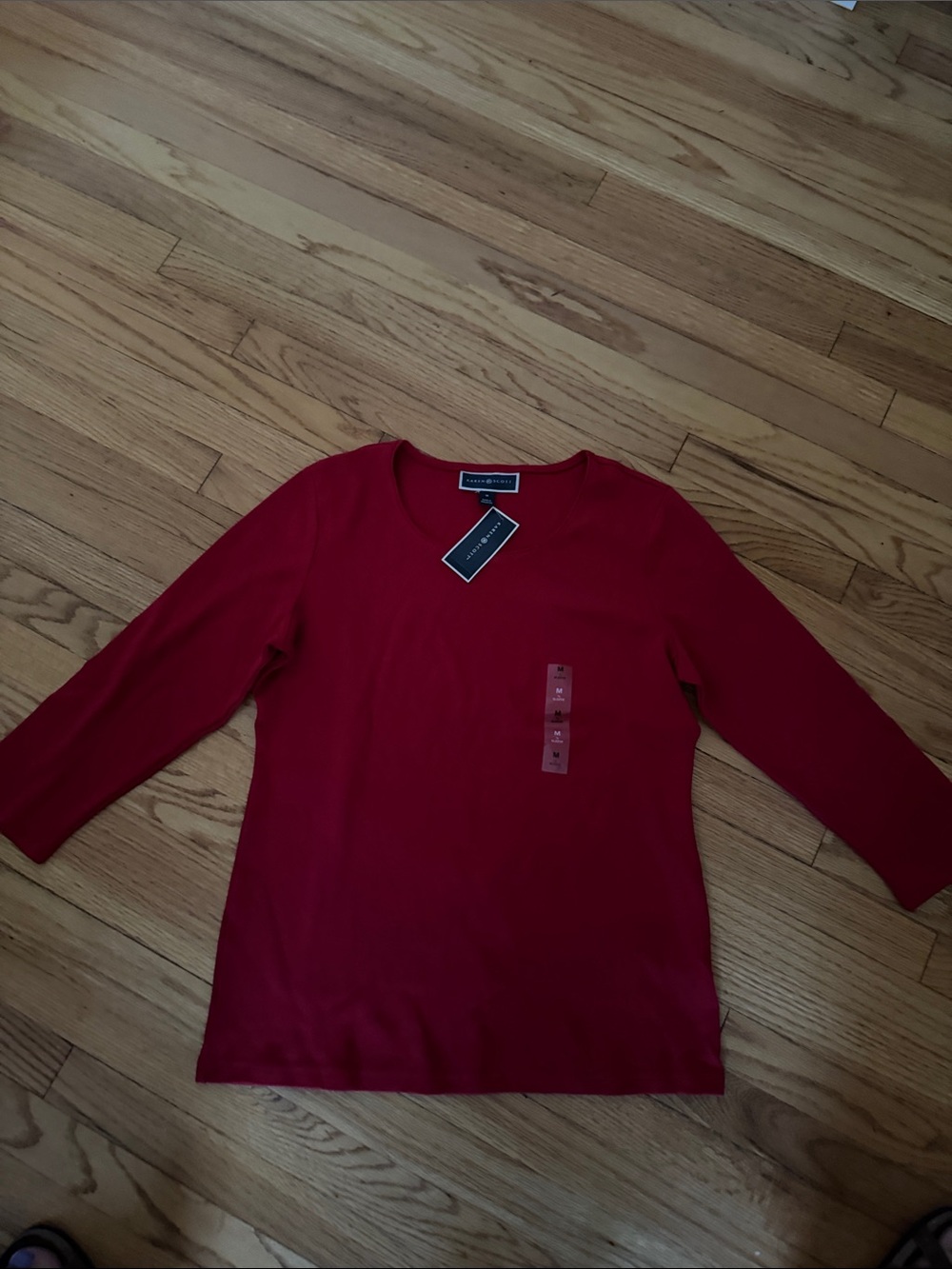 Karen Scott Red 3/4 Sleeve Women's Top